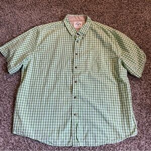 Dubinik Customized Version Shirt Men’s 2XL Green White Plaid Cotton Button Down